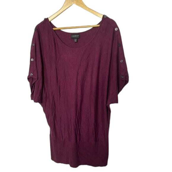 Lane Bryant Maroon Maroon Button Detail Dolman Sleeve Sweater Banded Hem 18/20 - Picture 1 of 9